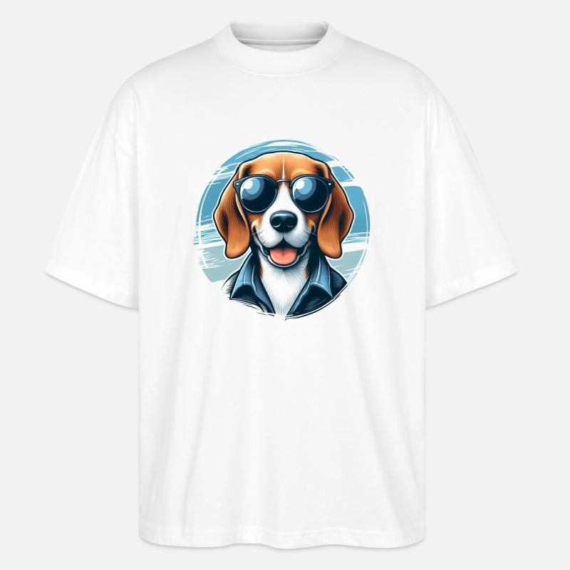 Beagle Das Modell - Stanley/Stella Oversized Unisex Bio T-Shirt Blaster 2.0 - Weiß