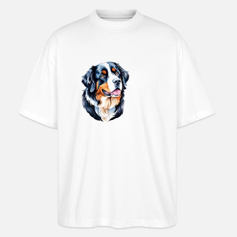 Bouvier bernois Aquarelles - T-shirt bio Blaster 2.0 coupe oversize Stanley/Stella Unisexe - blanc