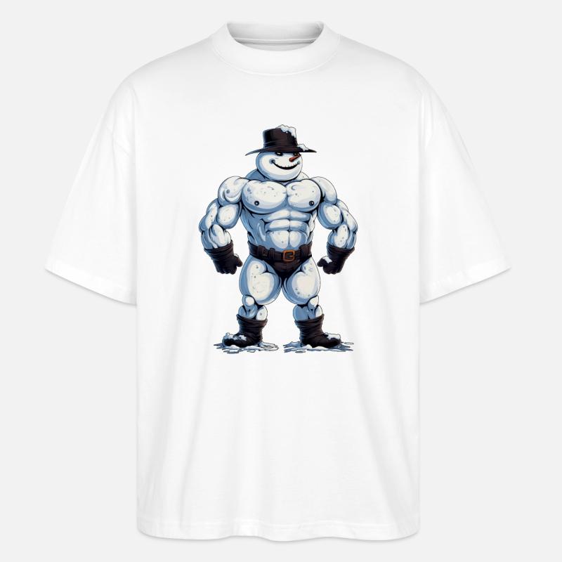 ok… Ein Bodybuilder Schneemann… - Stanley/Stella Oversized Unisex Bio T-Shirt Blaster 2.0 - Weiß