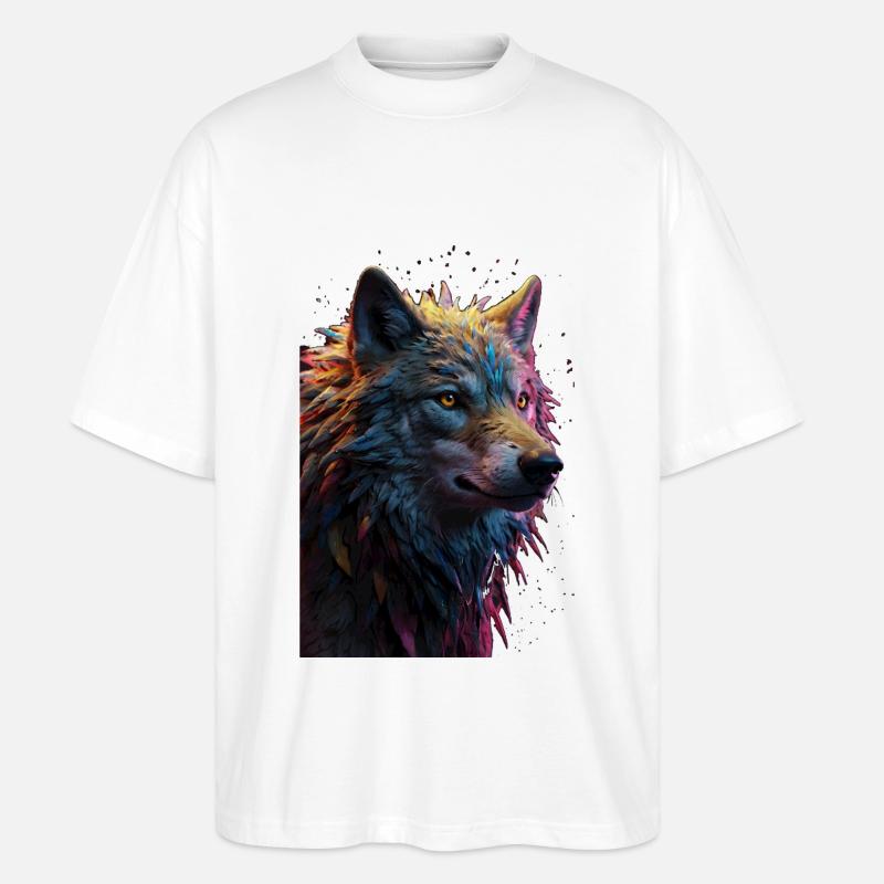 Wolf Wolfskopf Raubtier Geschenk - Stanley/Stella Oversized Unisex Bio T-Shirt Blaster 2.0 - Weiß