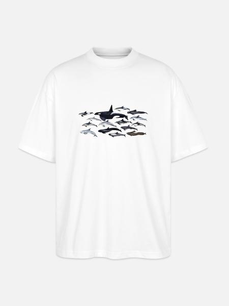 Dolphins - Dolphins - Dauphins - Delphinidae - Stanley/Stella Oversized Unisex Organic T-shirt Blaster 2.0 - white