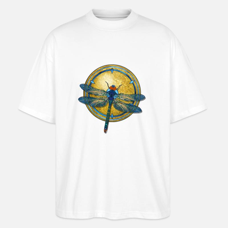 Libelle Jugendstil - Stanley/Stella Oversized Unisex Bio T-Shirt Blaster 2.0 - Weiß