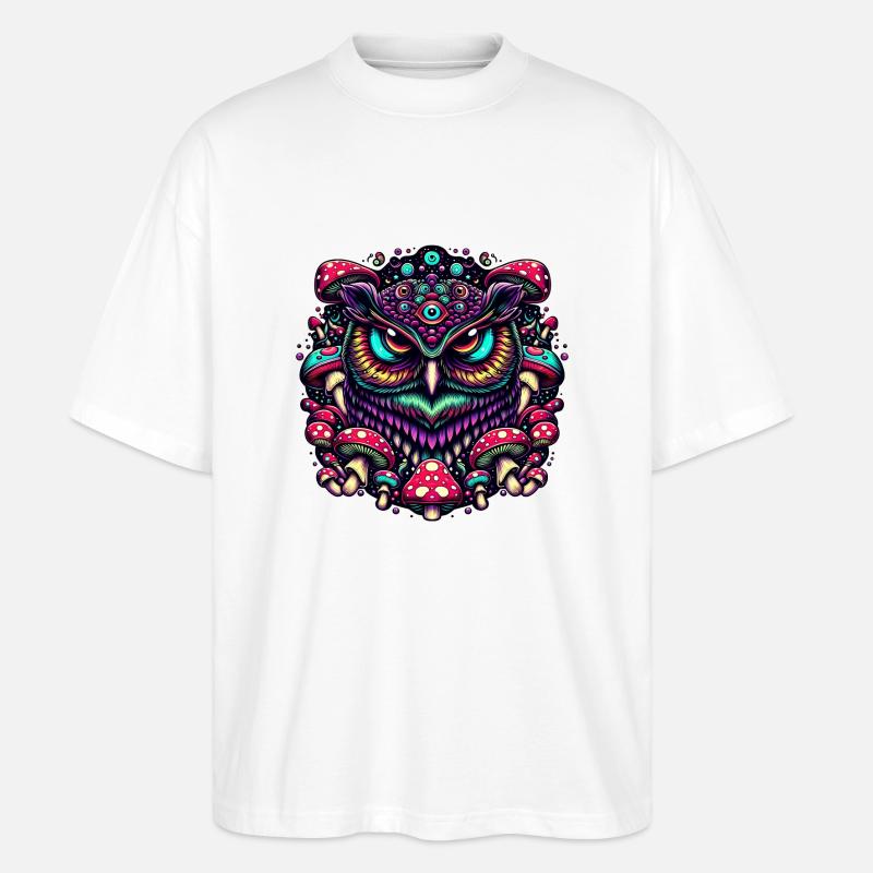 Psychedelische Eule - Stanley/Stella Oversized Unisex Bio T-Shirt Blaster 2.0 - Weiß