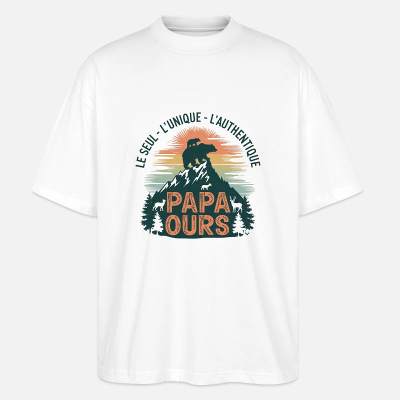 L'unique Papa Ours - T-shirt bio Blaster 2.0 coupe oversize Stanley/Stella Unisexe - blanc