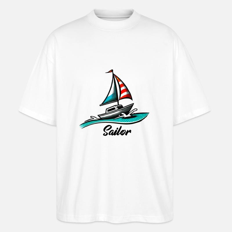 Boot Segeln - Stanley/Stella Oversized Unisex Bio T-Shirt Blaster 2.0 - Weiß