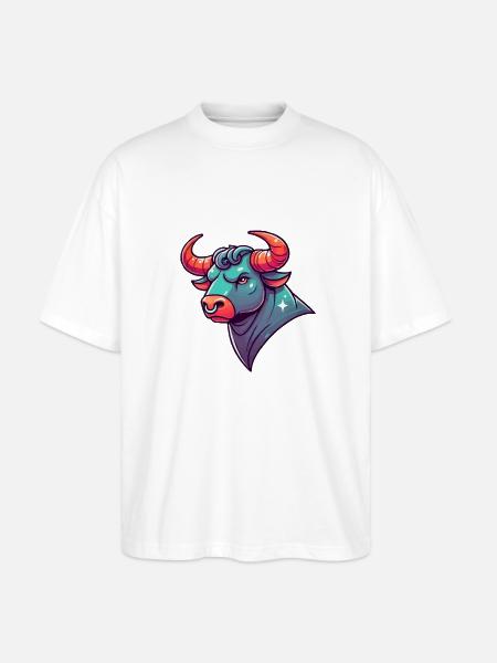 Taurus Cartoon - Stanley/Stella Oversized Unisex Organic T-shirt Blaster 2.0 - white