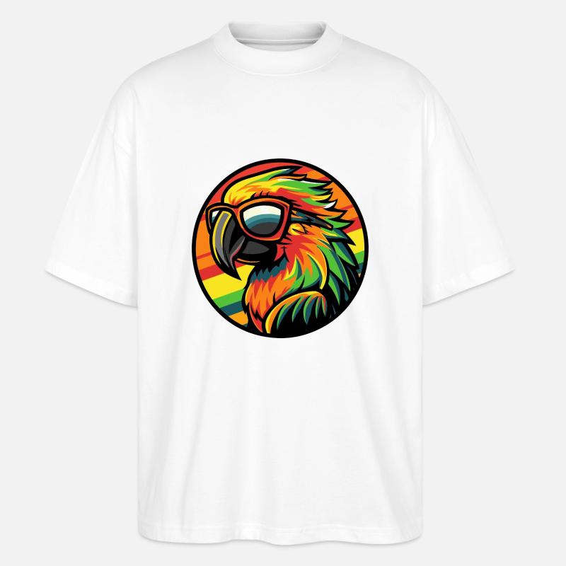 Papagei Comic Cool Sommer - Stanley/Stella Oversized Unisex Bio T-Shirt Blaster 2.0 - Weiß