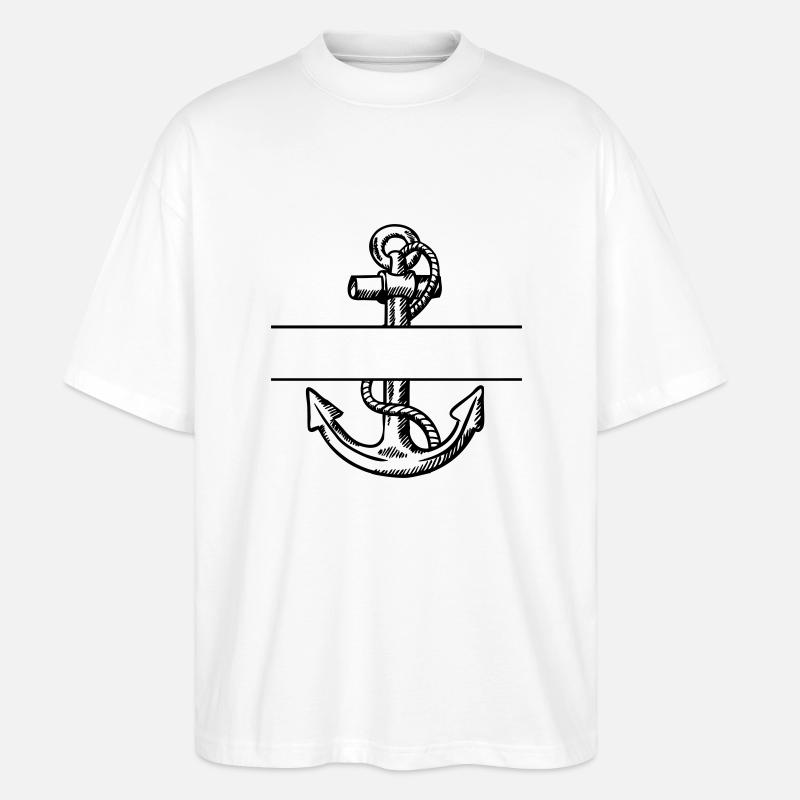 Anker mit Textaussparung - Stanley/Stella Oversized Unisex Bio T-Shirt Blaster 2.0 - Weiß