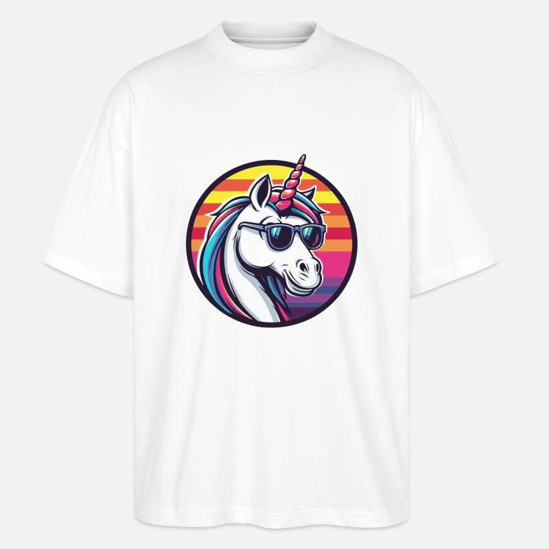 Einhorn Cool Comic - Stanley/Stella Oversized Unisex Bio T-Shirt Blaster 2.0 - Weiß