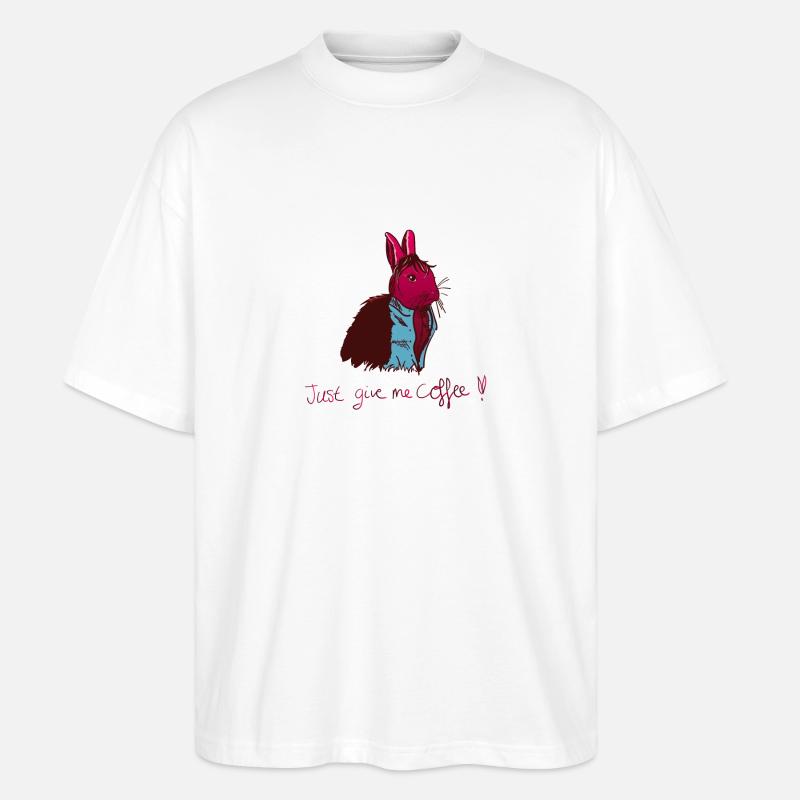 Geben Sie mir Kaffee - Stanley/Stella Oversized Unisex Bio T-Shirt Blaster 2.0 - Weiß