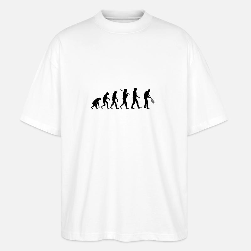 Farmer pitchfork evolution - Stanley/Stella Oversized Unisex Organic T-shirt Blaster 2.0 - white