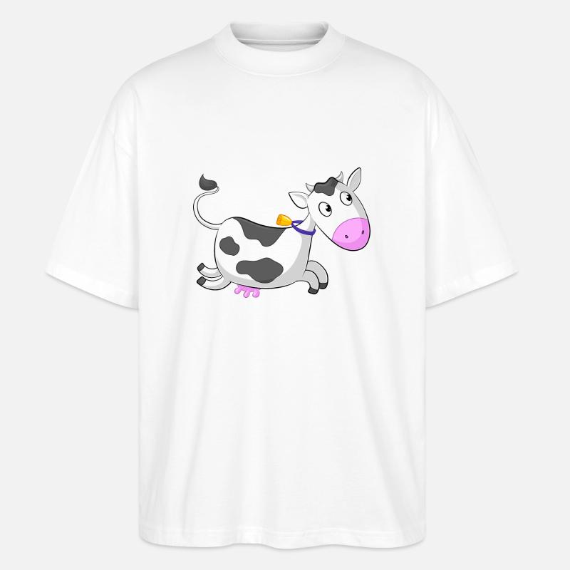 Galoppierende Comic Kuh - Stanley/Stella Oversized Unisex Bio T-Shirt Blaster 2.0 - Weiß