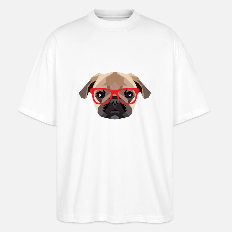 Hipster Mops (Low Poly) - T-shirt bio Blaster 2.0 coupe oversize Stanley/Stella Unisexe - blanc