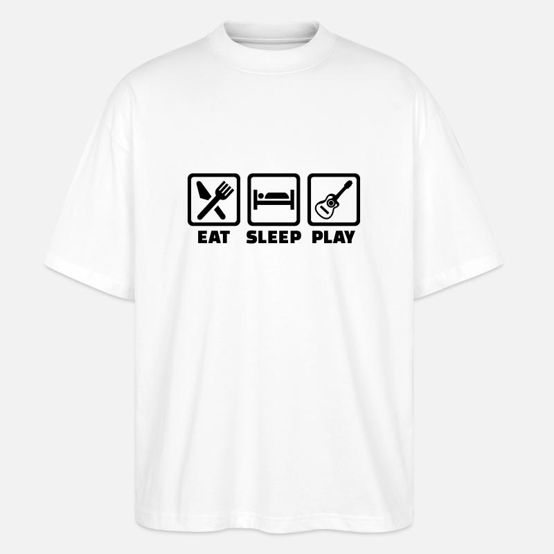 Eat Sleep Guitar - Stanley/Stella Oversized Unisex Organic T-shirt Blaster 2.0 - white