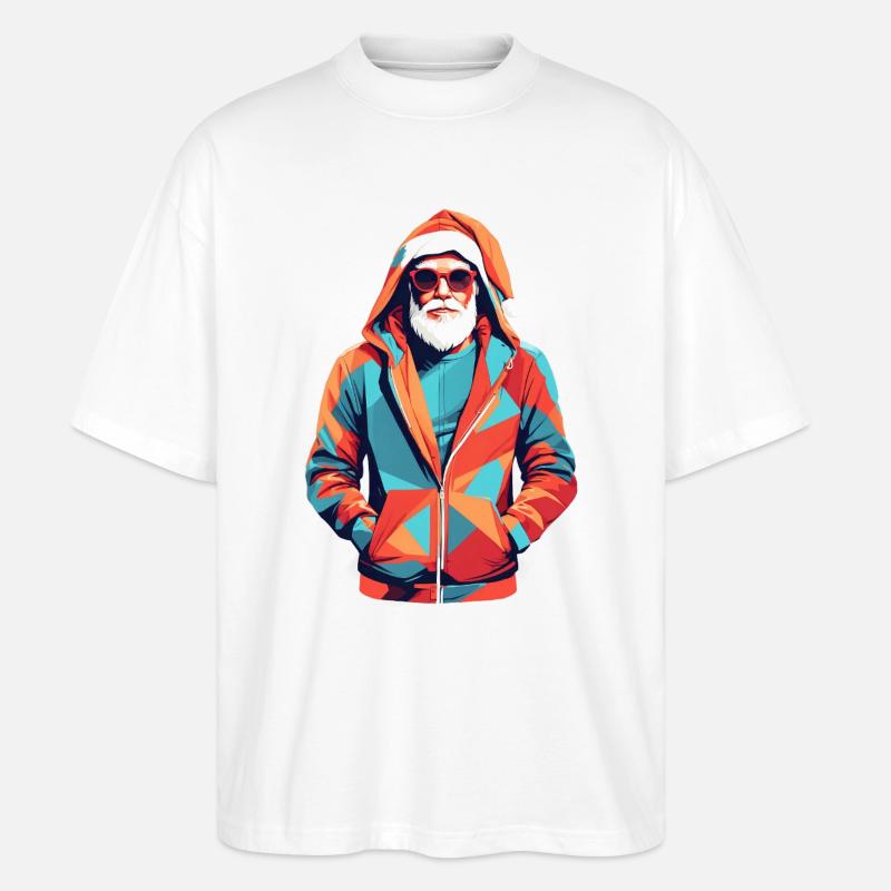Père Noël en sweat à capuche - T-shirt bio Blaster 2.0 coupe oversize Stanley/Stella Unisexe - blanc