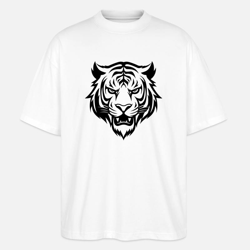 Tiger Kopf - Stanley/Stella Oversized Unisex Bio T-Shirt Blaster 2.0 - Weiß