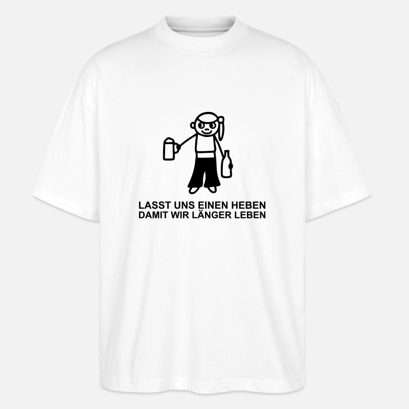 Strichmännchen Trinkspruch - Stanley/Stella Oversized Unisex Bio T-Shirt Blaster 2.0 - Weiß