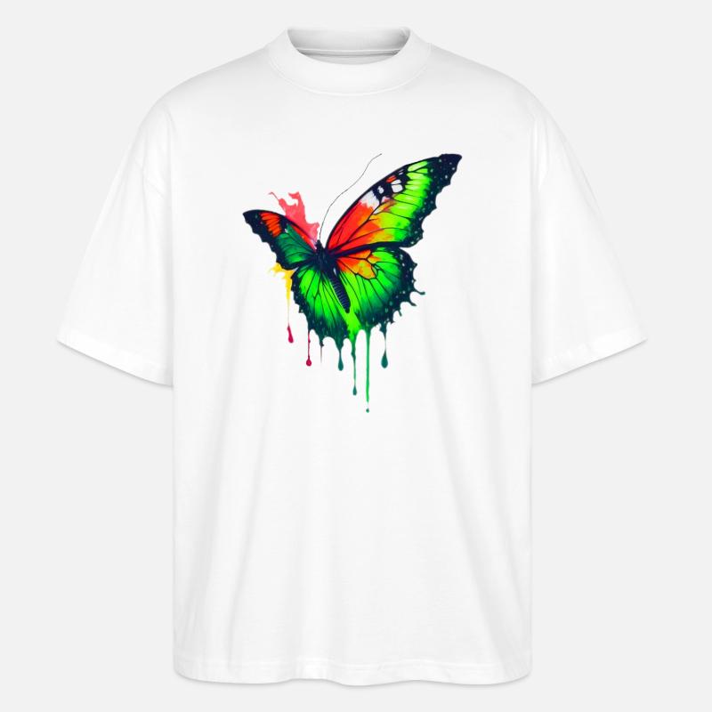 Farbenfroher Schmetterling - Stanley/Stella Oversized Unisex Bio T-Shirt Blaster 2.0 - Weiß