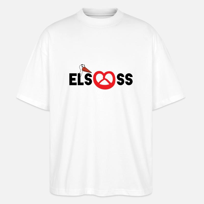 Alsace : cigogne & bretzel - T-shirt bio Blaster 2.0 coupe oversize Stanley/Stella Unisexe - blanc