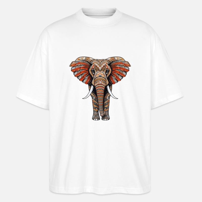 Elephant with African pattern no3 - Stanley/Stella Oversized Unisex Bio T-Shirt Blaster 2.0 - Weiß