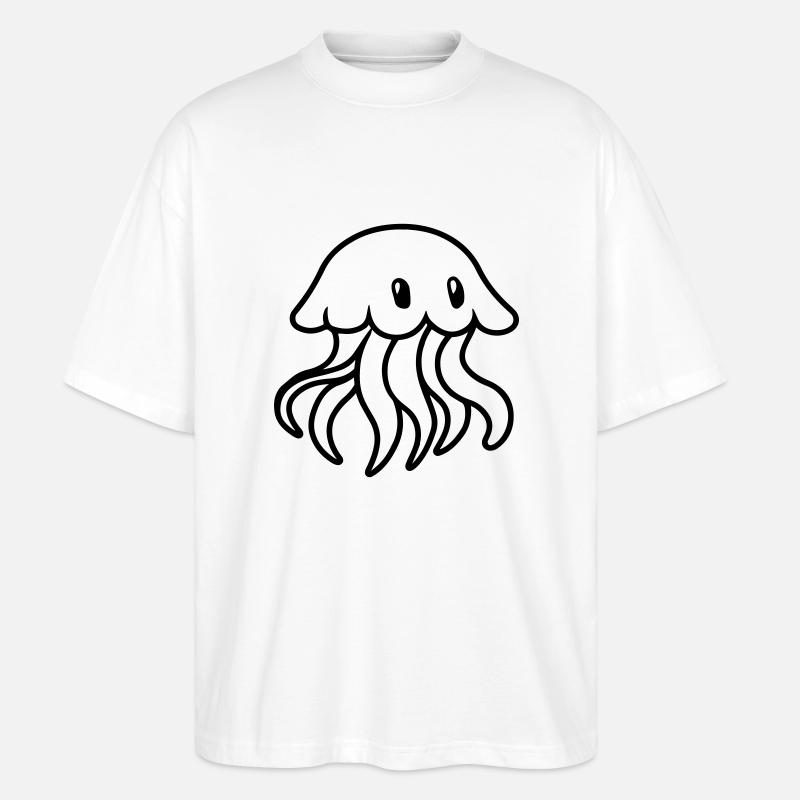 Bande dessinée méduse - T-shirt bio Blaster 2.0 coupe oversize Stanley/Stella Unisexe - blanc