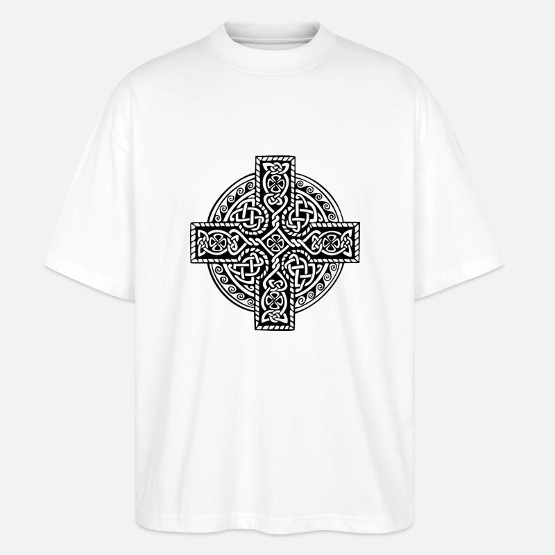 Celt Cross - Stanley/Stella Oversized Unisex Bio T-Shirt Blaster 2.0 - Weiß