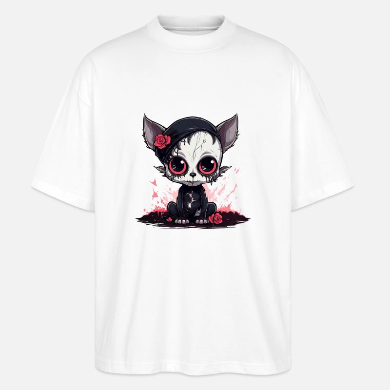 Cute Emo Gothic Kitten - Stanley/Stella Oversized Unisex Organic T-shirt Blaster 2.0 - white