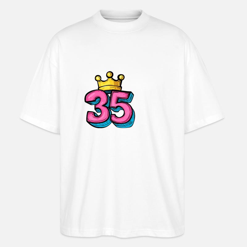 Couronne à 35 chiffres - T-shirt bio Blaster 2.0 coupe oversize Stanley/Stella Unisexe - blanc