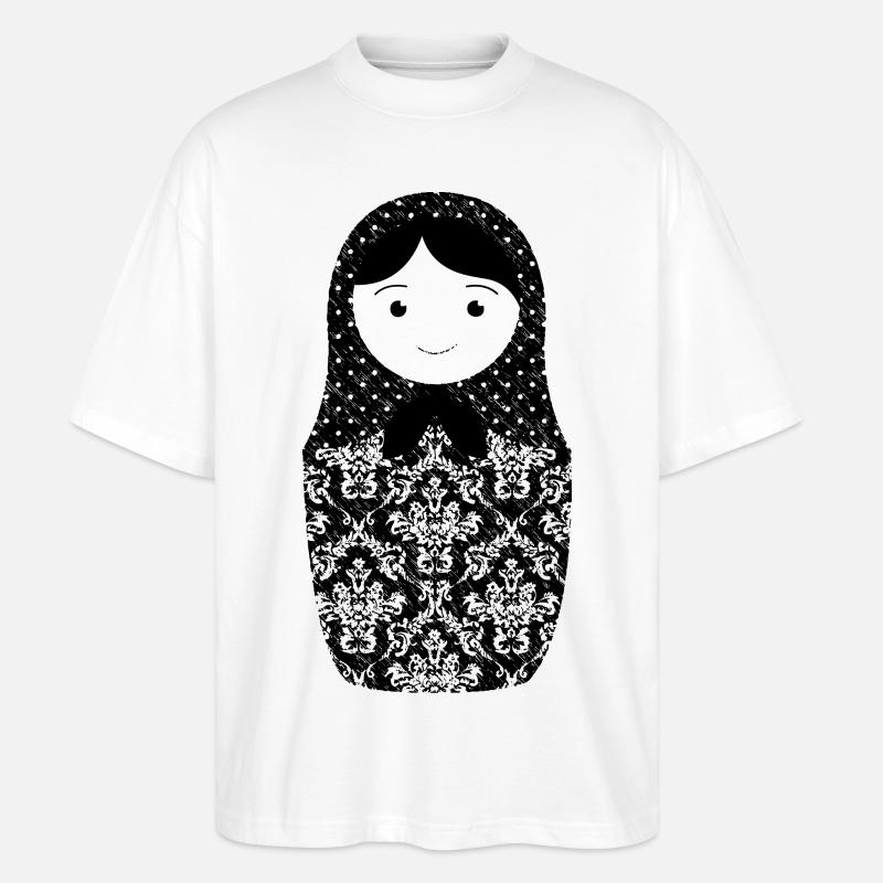 Matroschka bw - Stanley/Stella Oversized Unisex Bio T-Shirt Blaster 2.0 - Weiß