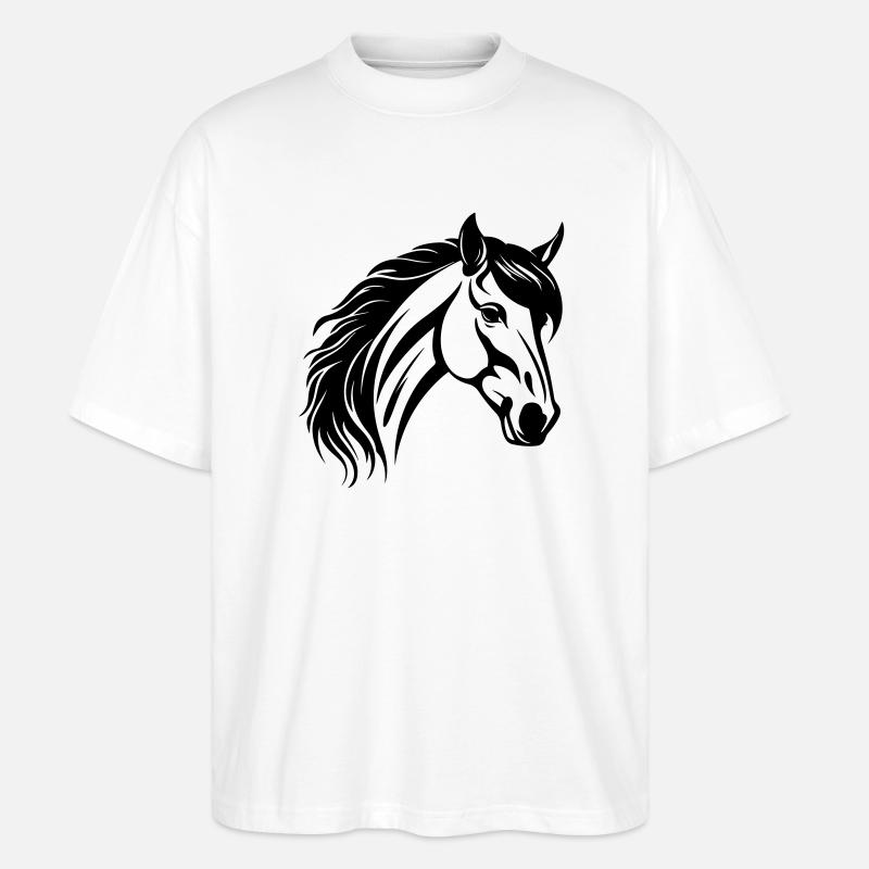 Pferd Kopf - Stanley/Stella Oversized Unisex Bio T-Shirt Blaster 2.0 - Weiß