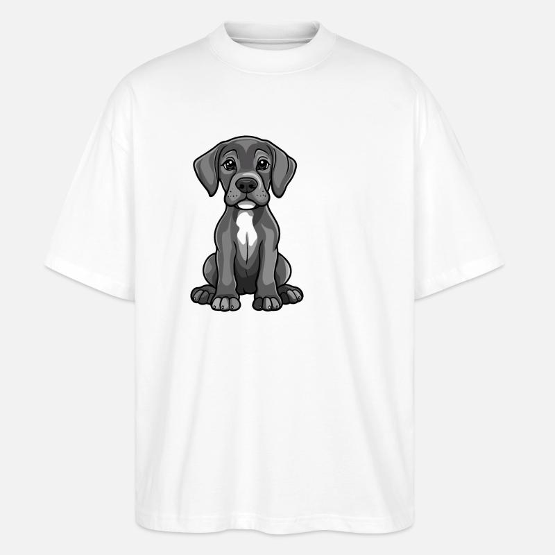 Great Dane Hund Comic Niedlich - Stanley/Stella Oversized Unisex Bio T-Shirt Blaster 2.0 - Weiß