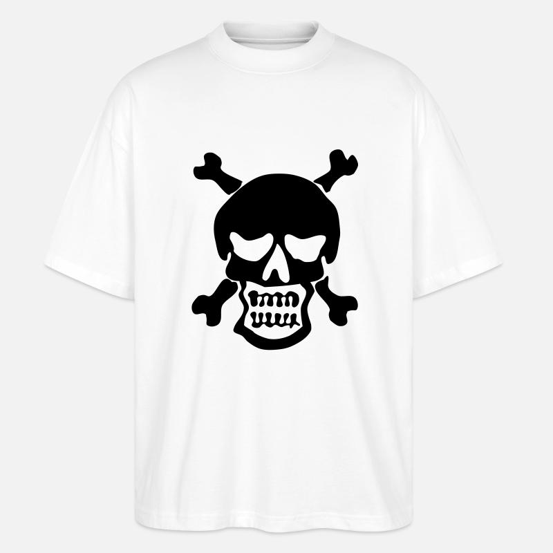 Rock Roll Skull - Stanley/Stella Oversized Unisex Organic T-shirt Blaster 2.0 - white
