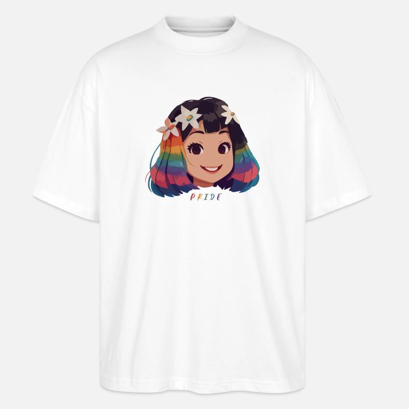 Mädchen mit Regenbogenhaaren - Stanley/Stella Oversized Unisex Bio T-Shirt Blaster 2.0 - Weiß