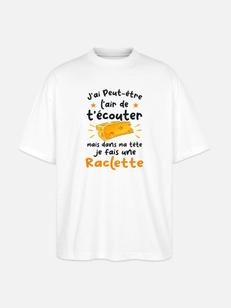 Dans Ma Tete Raclette Humour Raclette - T-shirt bio Blaster 2.0 coupe oversize Stanley/Stella Unisexe - blanc