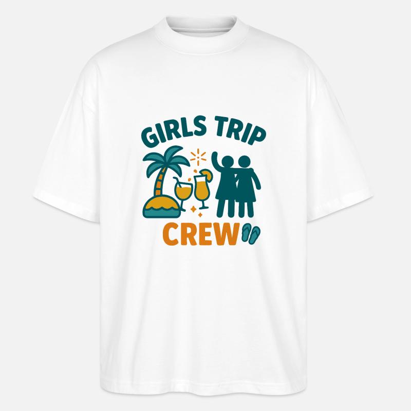 Mädchen Trip Crew Passendes Hemd - Stanley/Stella Oversized Unisex Bio T-Shirt Blaster 2.0 - Weiß