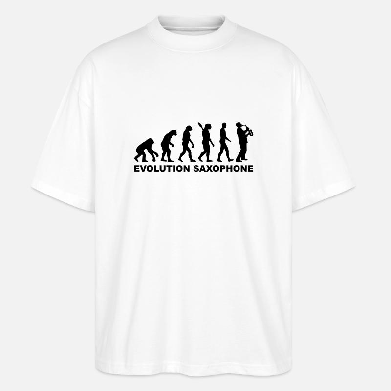 Evolution Saxophone - Stanley/Stella Oversized Unisex Organic T-shirt Blaster 2.0 - white