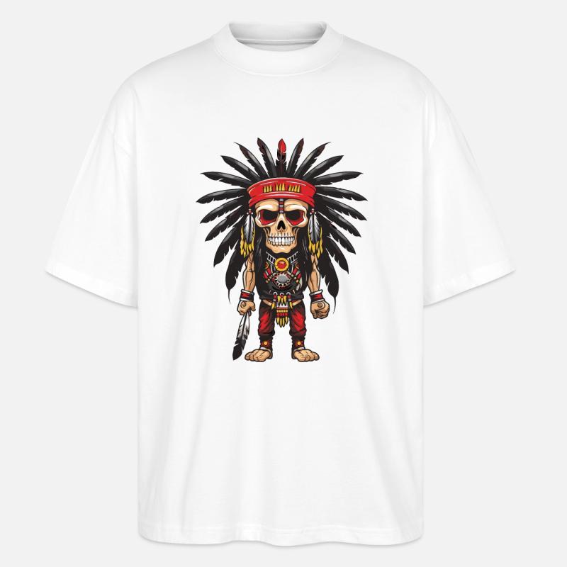 Apache Indianer Skelett - Stanley/Stella Oversized Unisex Bio T-Shirt Blaster 2.0 - Weiß