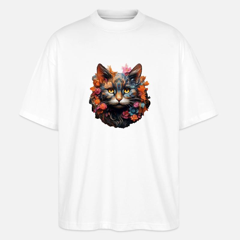 Katze - Stanley/Stella Oversized Unisex Bio T-Shirt Blaster 2.0 - Weiß