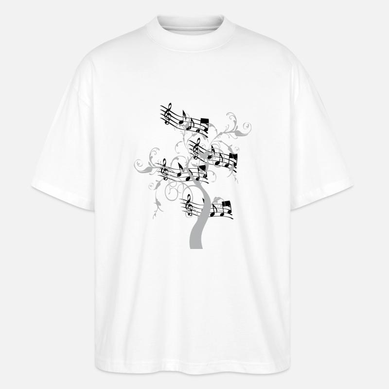 Musik/Noten - Stanley/Stella Oversized Unisex Bio T-Shirt Blaster 2.0 - Weiß