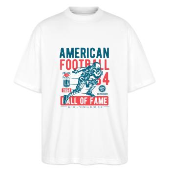 American Football Ball Sports College Touchdown USA - Stanley/Stella Oversized Unisex Organic T-shirt Blaster 2.0 - white - Front - Alina (178cm) & Michal (187cm)