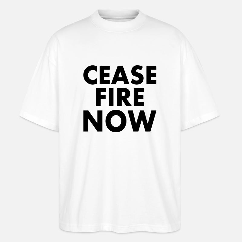 Ceasefire now - Stanley/Stella Oversized Unisex Bio T-Shirt Blaster 2.0 - Weiß