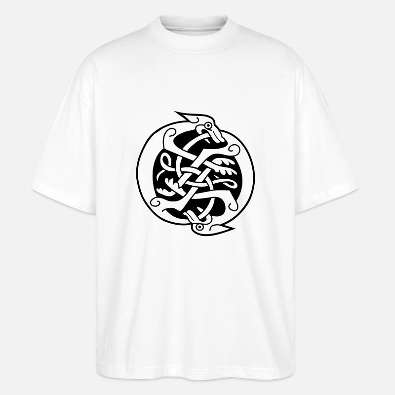 Two Celtic Beasts - Stanley/Stella Oversized Unisex Organic T-shirt Blaster 2.0 - white
