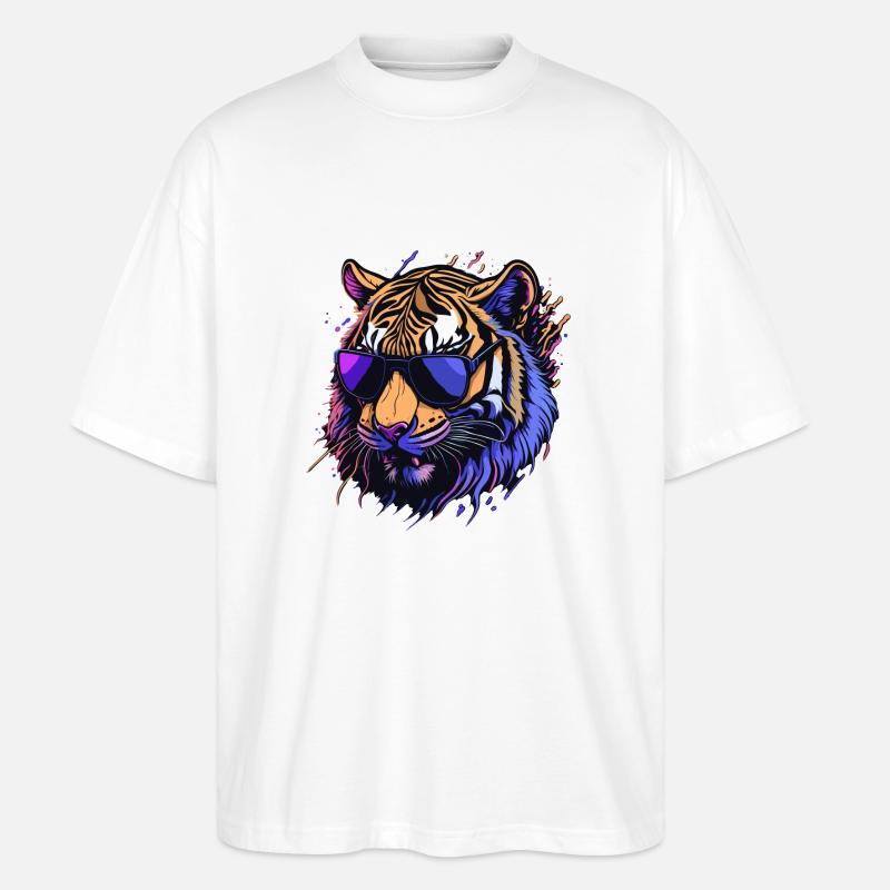 Cooler Retro-Tigerkopf - Stanley/Stella Oversized Unisex Bio T-Shirt Blaster 2.0 - Weiß