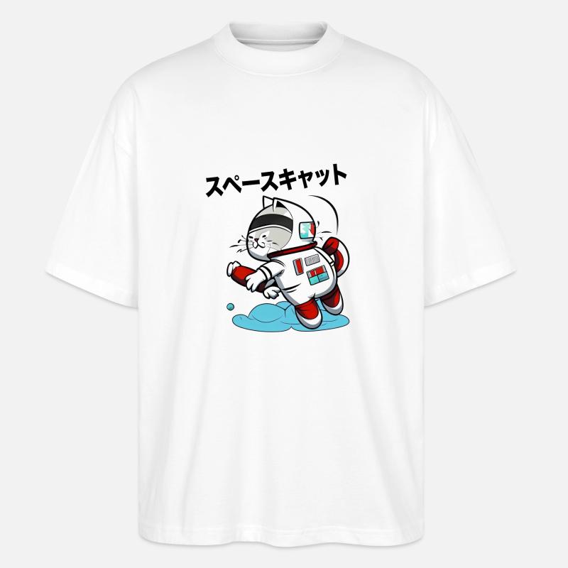 SPACE CAT JAPANISCH - Stanley/Stella Oversized Unisex Bio T-Shirt Blaster 2.0 - Weiß