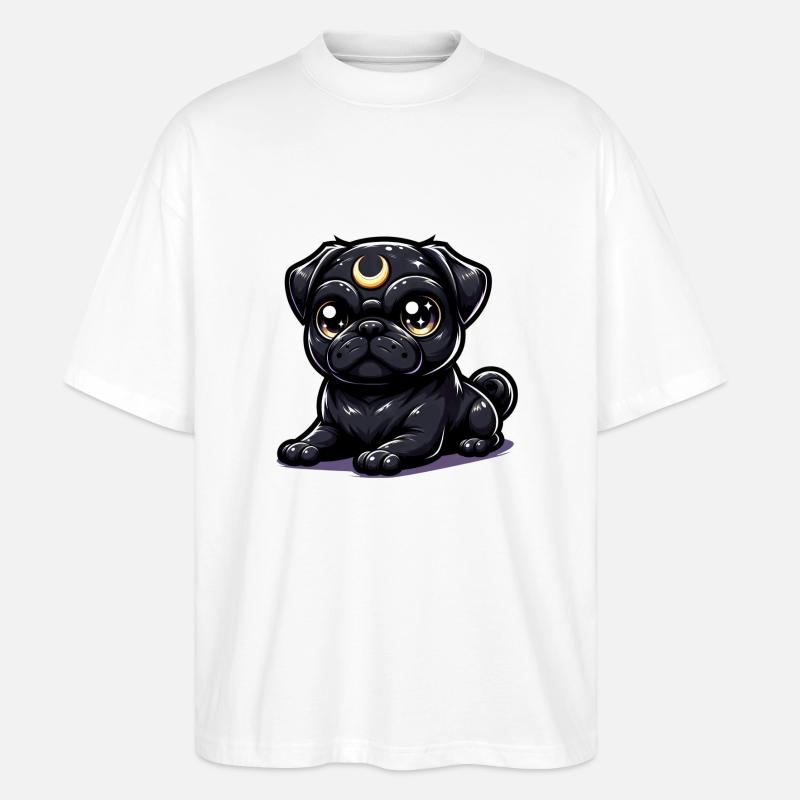 Mondhüter Mops - Stanley/Stella Oversized Unisex Bio T-Shirt Blaster 2.0 - Weiß