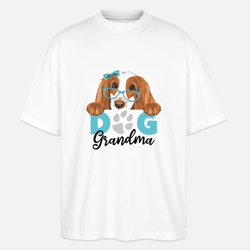 Peeking Cocker Spaniel Hund Oma - Stanley/Stella Oversized Unisex Bio T-Shirt Blaster 2.0 - Weiß