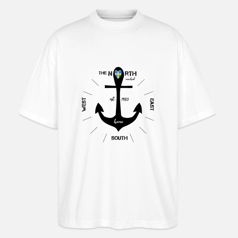 Anker Schweden schwarz - Stanley/Stella Oversized Unisex Bio T-Shirt Blaster 2.0 - Weiß