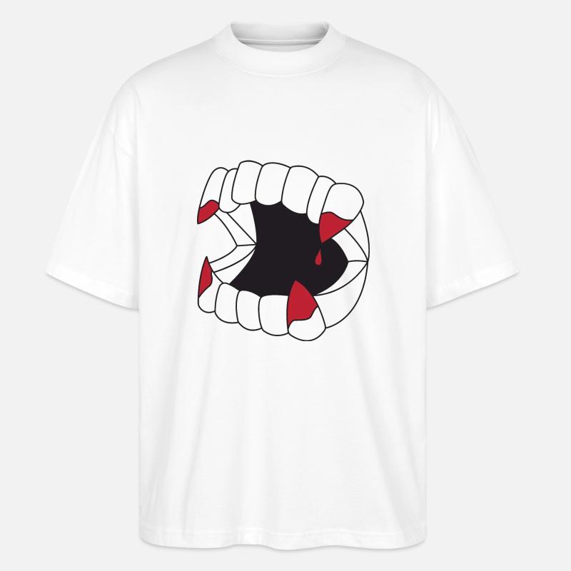 Vampir Zähne - Stanley/Stella Oversized Unisex Bio T-Shirt Blaster 2.0 - Weiß