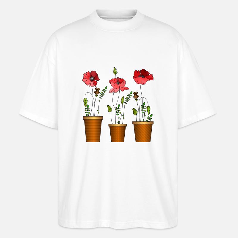 Blumen - Stanley/Stella Oversized Unisex Bio T-Shirt Blaster 2.0 - Weiß
