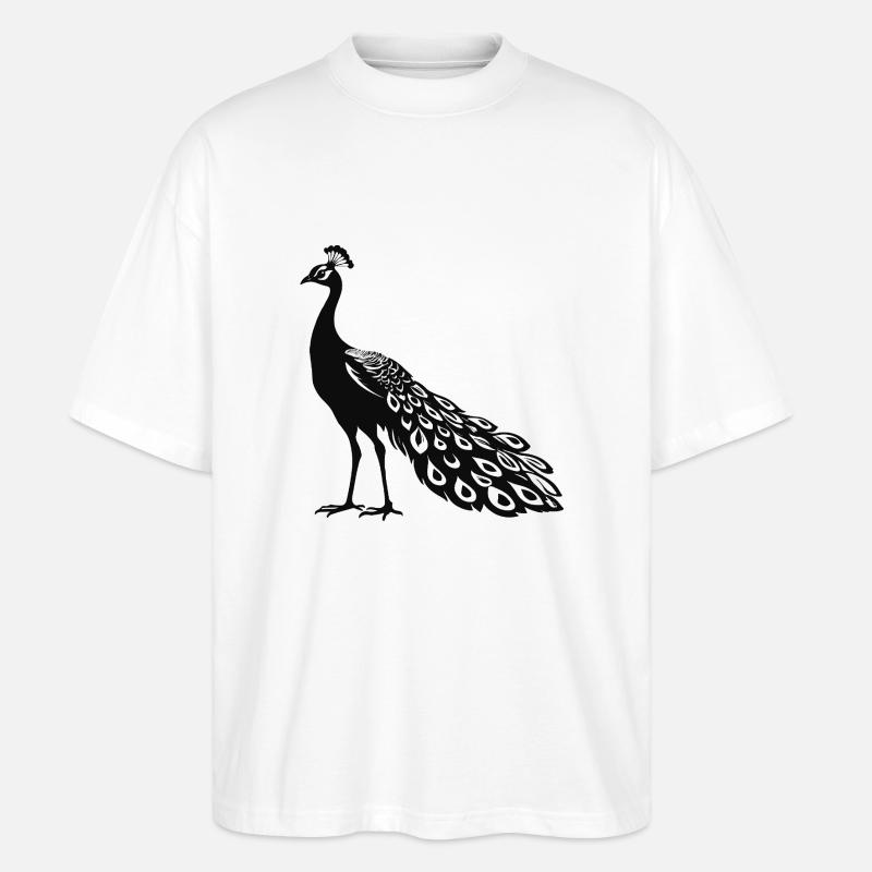 Pfau - Vogel Sticker - Stanley/Stella Oversized Unisex Bio T-Shirt Blaster 2.0 - Weiß
